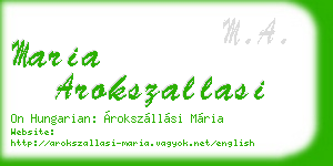 maria arokszallasi business card