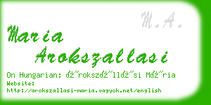 maria arokszallasi business card